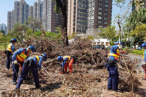 2018年風災襲港後協助清理塌樹