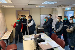 Senior commanders visiting the quarantine center of Lady MacLehose holiday camp in the early stage of the outbreak of the COVID-19 epidemic in 2020